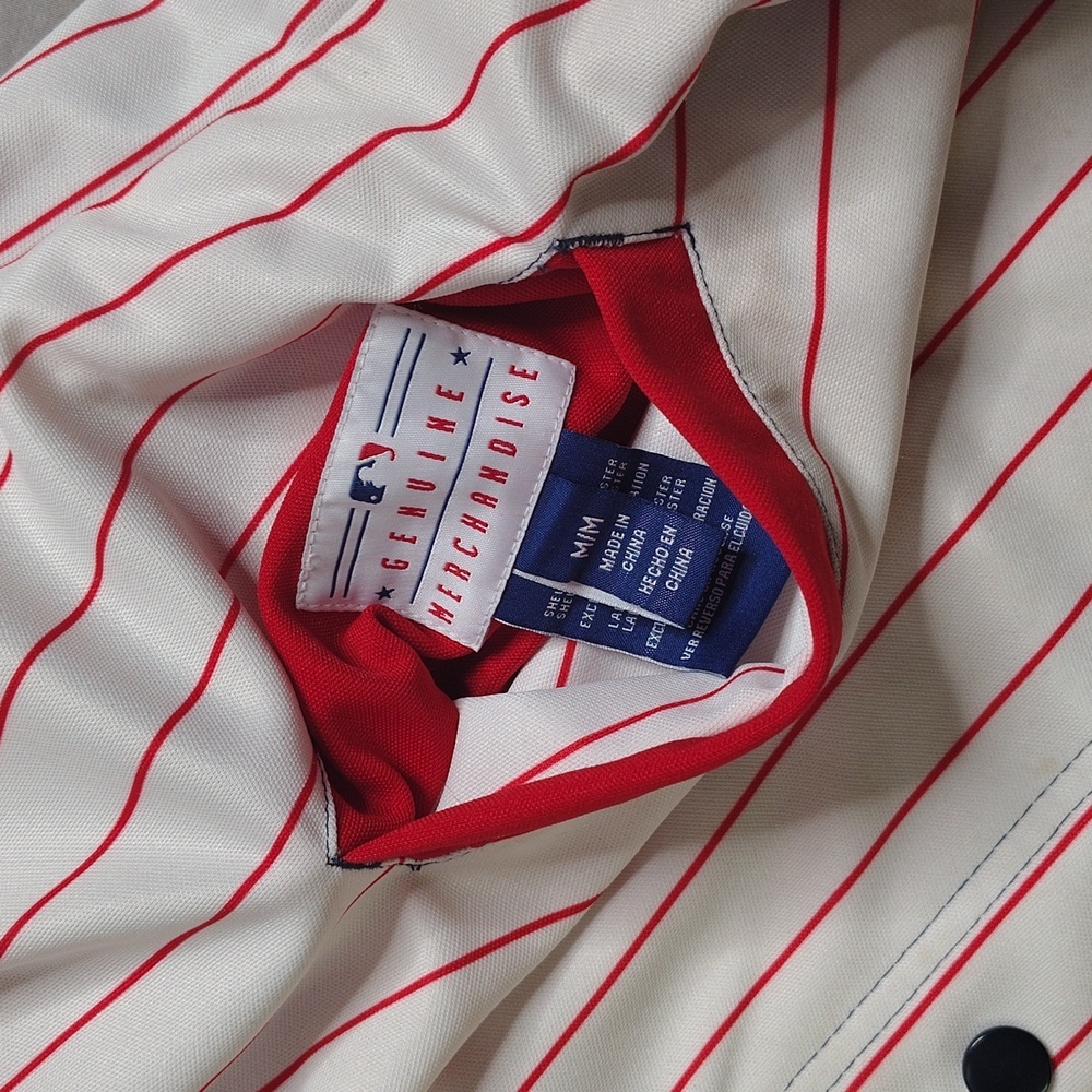 St Louis Cardinals Pin Stripe Baseball Jacket Reversible Spell Out Logo G-III - Picture 5 of 15